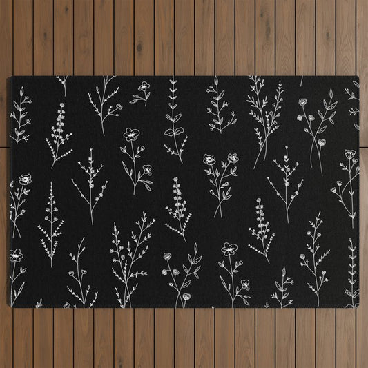 New Black Wildflowers Outdoor Rug Gallery Image 2