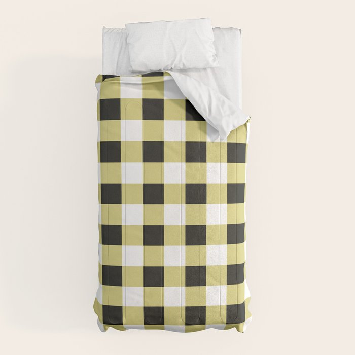 Gingham Large Yellow Black White Comforter Gallery Image 10