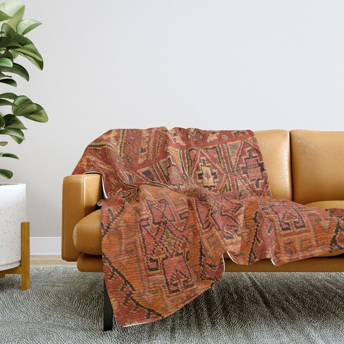 Traditional Vintage Heritage Moroccan Carpet Throw Blanket Gallery Image 2