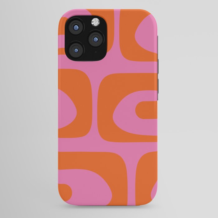 Mid-Century Modern Piquet Minimalist Abstract in Hot Pink and Retro Red Orange iPhone Case Gallery Image 44