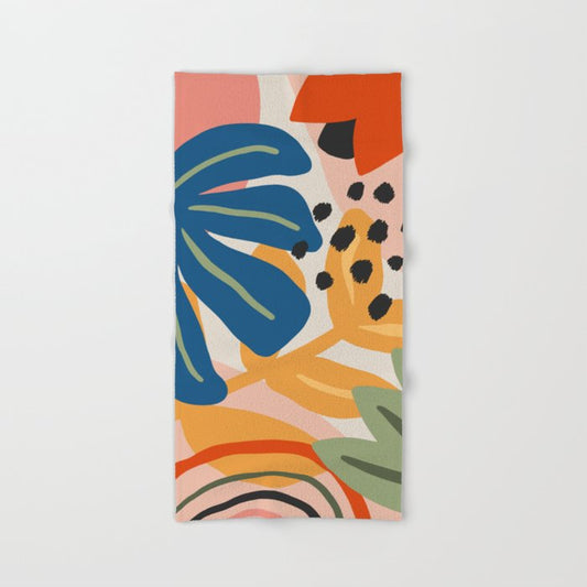 Flower Market Madrid, Abstract Retro Floral Print Bath Towel Gallery Image 2