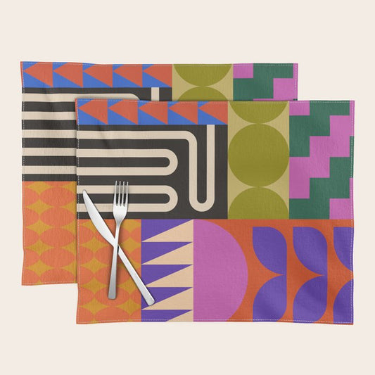 Geometric Bold Colorful Play Pattern Placemat Gallery Image 2