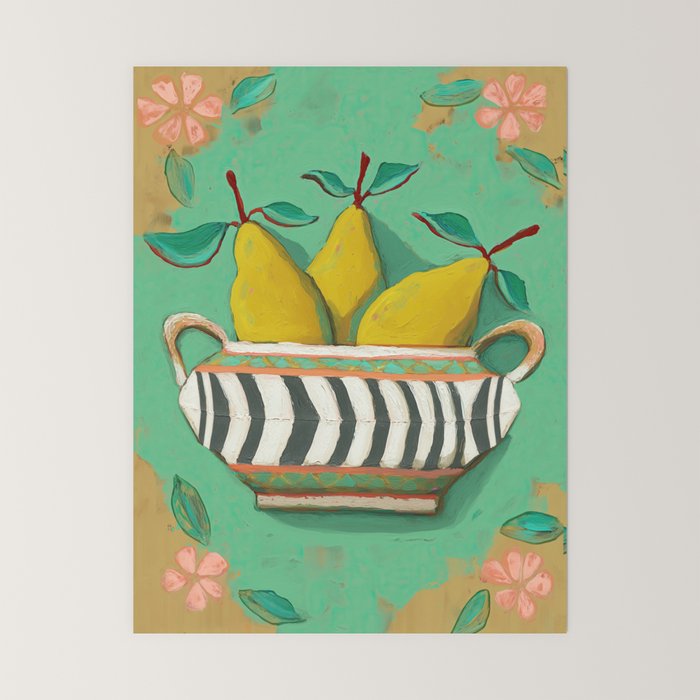 Striped Bowl with Pears Mini Art Print Gallery Image 6