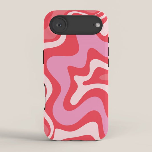 Retro Liquid Swirl Abstract Pattern Cherry Red Pink iPhone Case Gallery Image 2
