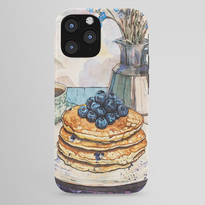 Blueberry Pancakes and Coffee Watercolor Breakfast Still Life iPhone Case Gallery Image 44