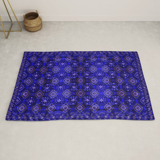 Oriental Opulence: Royal Blue Velvet Moroccan Majesty Rug Gallery Image 2