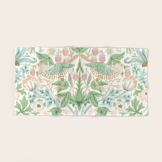 William Morris Strawberry Thief Cochineal Willow Bath Towel Gallery Image 2