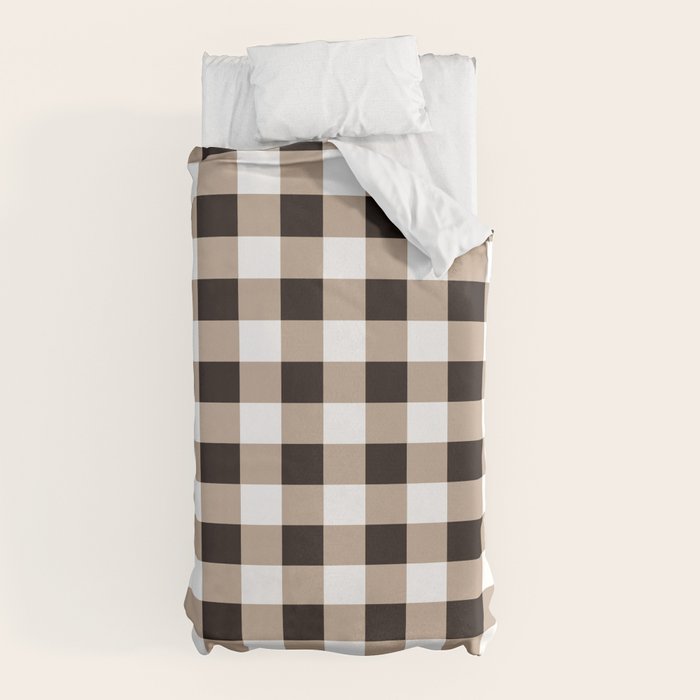 Gingham Large Tan Black White Duvet Cover Gallery Image 10