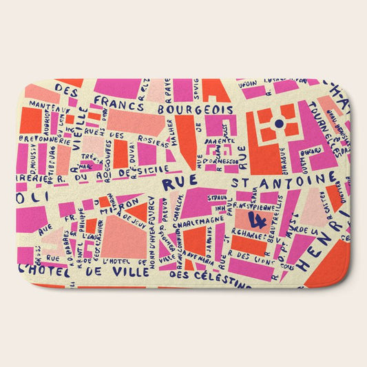 paris map pink Bath Mat Gallery Image 2