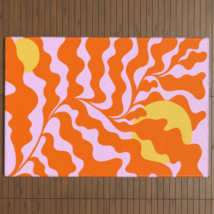 Matisse cut-outs - Pink & Orange Leaf on Sun Outdoor Rug Gallery Image 4