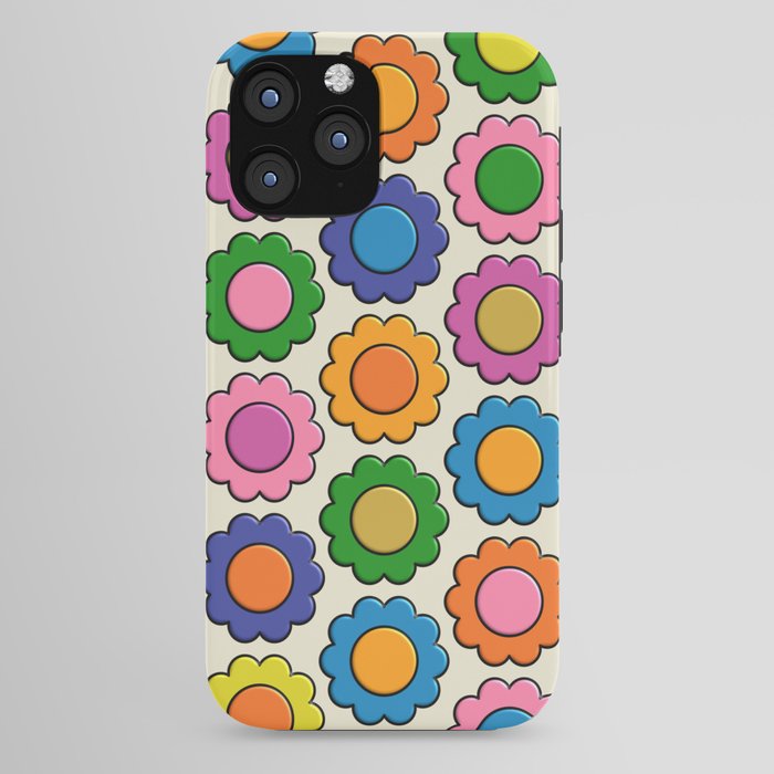 Colorful Flowers Happy Retro Plastic-Look Pattern iPhone Case Gallery Image 44