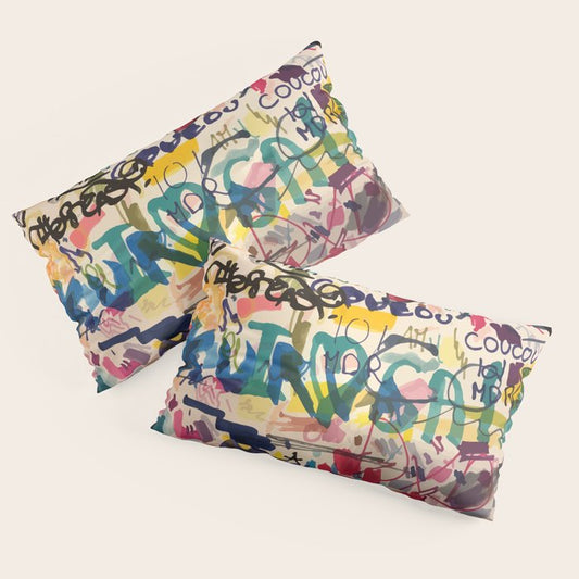 Urban Graffiti Paper Street Art Pillow Sham Gallery Image 2