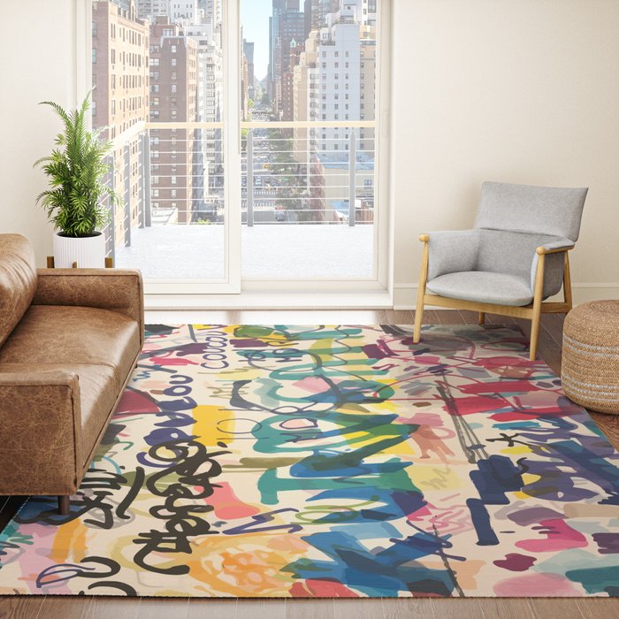 Urban Graffiti Paper Street Art Rug Gallery Image 4
