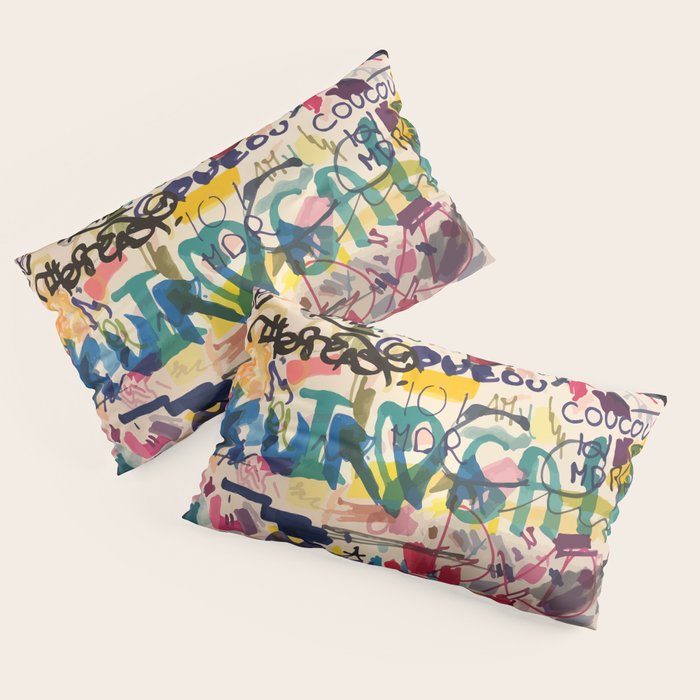 Urban Graffiti Paper Street Art Pillow Sham Gallery Image 4