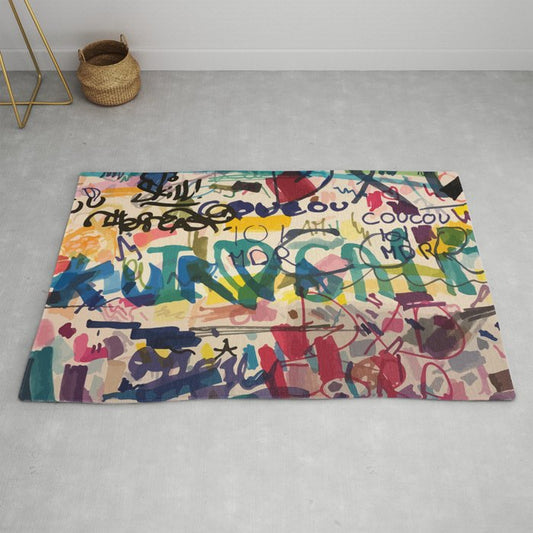Urban Graffiti Paper Street Art Rug Gallery Image 2