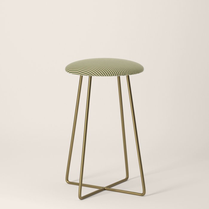 Tan & Dark Olive Green Colored Striped Pattern Stool Gallery Image 4
