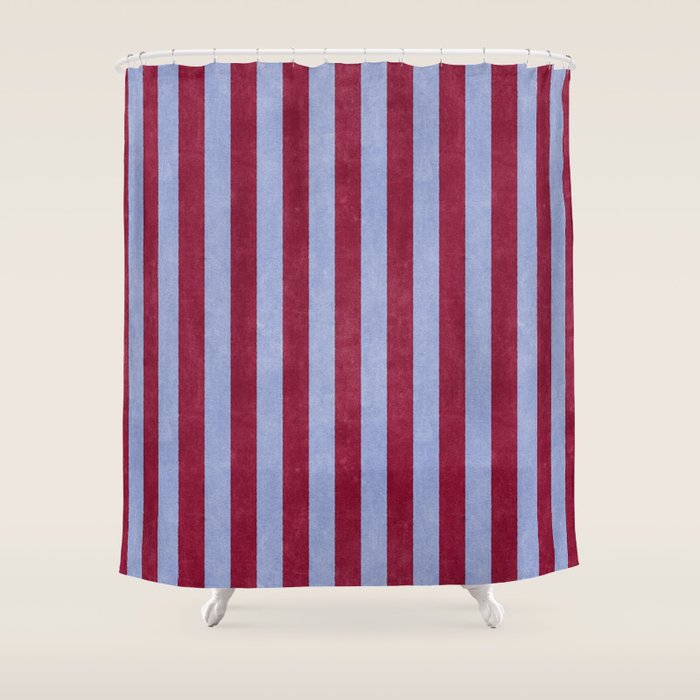STRIPES - 005 - maroon and blue Shower Curtain Gallery Image 1