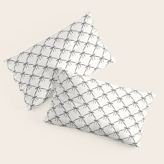 Bows & Ribbons Pattern IV Black and White Pillow Sham Gallery Image 2