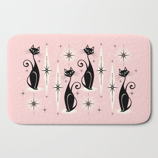 Mid Century Meow Retro Atomic Cats ©studioxtine Bath Mat Gallery Image 2