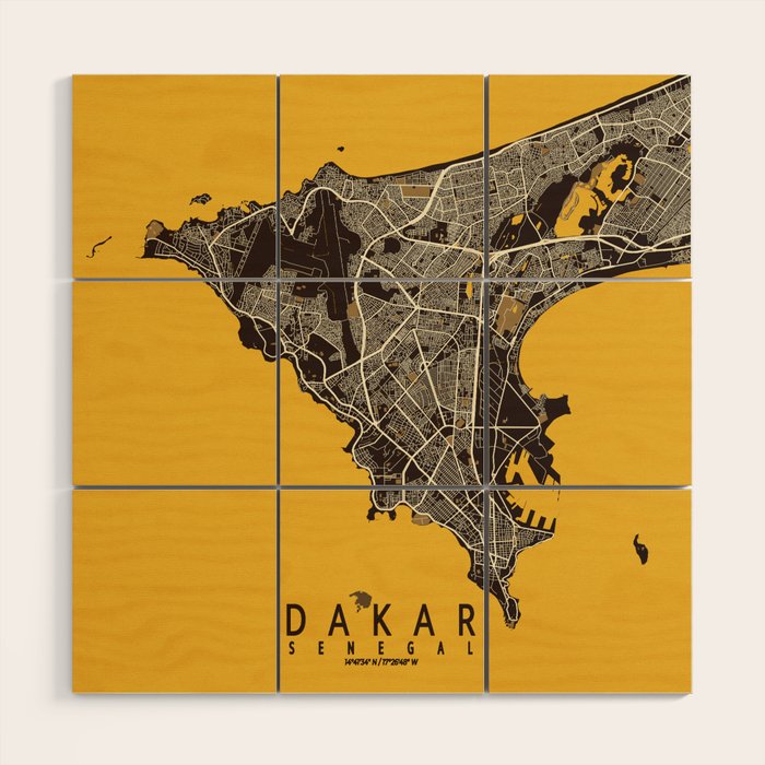 Dakar City Map of Senegal - Pastel Wood Wall Art Gallery Image 3