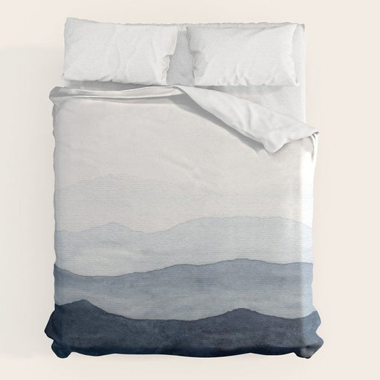 Indigo Abstract Watercolor Mountains Duvet Cover Gallery Image 2