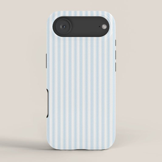 Pastel Blue & White Ticker Stripe iPhone Case Gallery Image 2