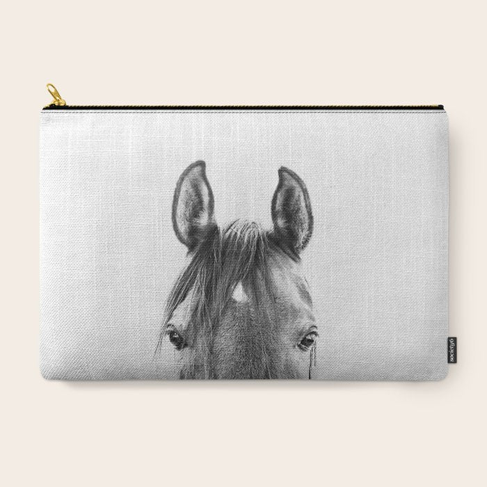 peekaboo horse, bw horse print, horse photo, equestrian print, equestrian photo, equestrian decor Carry All Pouch Gallery Image 3