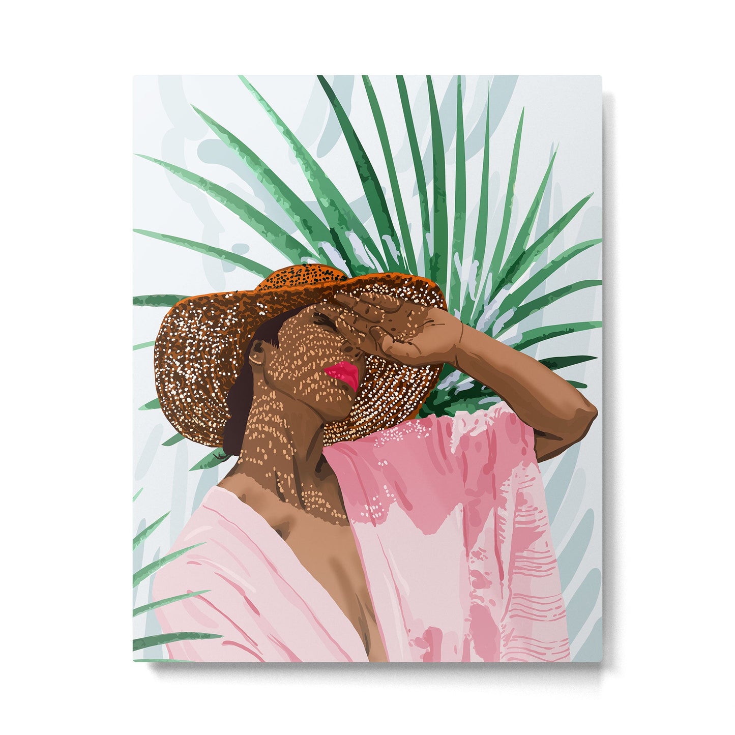 Sunshine in My Soul | Black Woman Tropical Travel | Modern Boho Palm Summer Vacation Fashion Metal Print Gallery Image 3