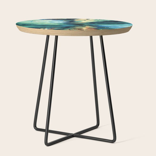Marbled Ocean Abstract, Navy, Blue, Teal, Green Side Table Gallery Image 2