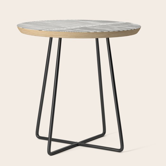 Black and White Stripes, Abstract Side Table Gallery Image 2
