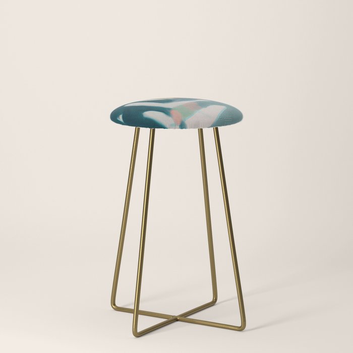 abstract pastel leaves 2 Stool Gallery Image 4