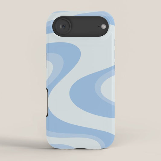 Retro Swirls Powder Blue Abstract Pattern iPhone Case Gallery Image 2
