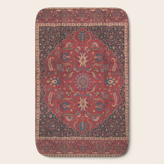 Antique Burgundy Wine Persian Mashad Oriental Rug Bath Mat Gallery Image 2
