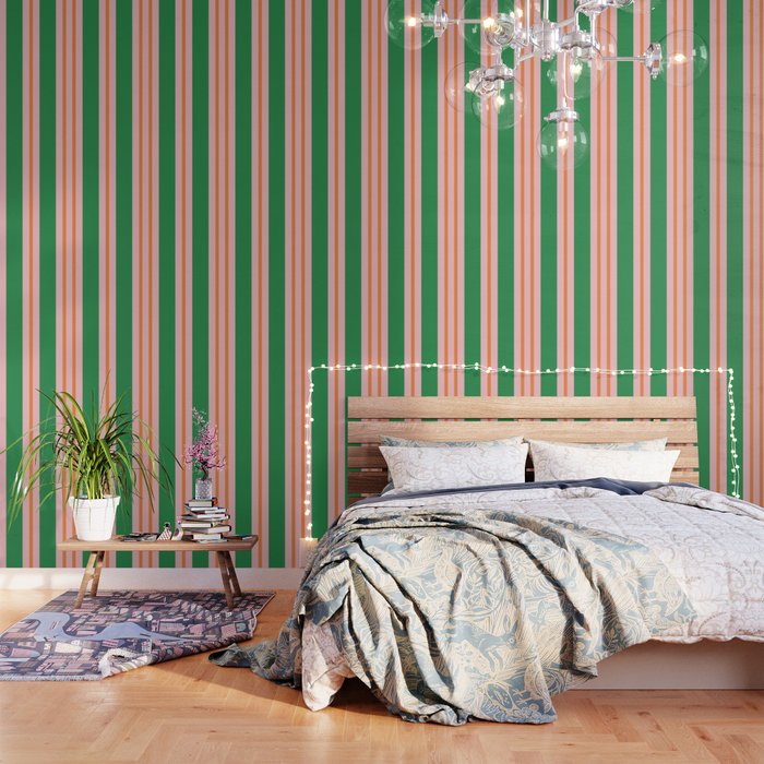 Bold Stripes Green Pink Orange Pattern Wallpaper Gallery Image 2