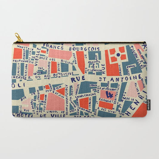 paris map blue Carry All Pouch Gallery Image 2