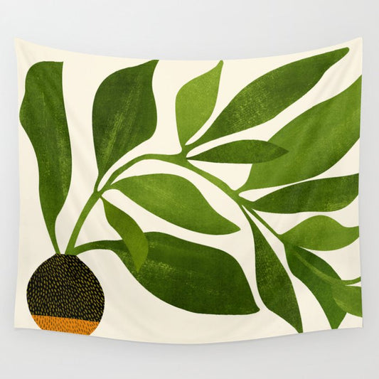 The Wanderer - House Plant Illustration Wall Tapestry Gallery Image 2