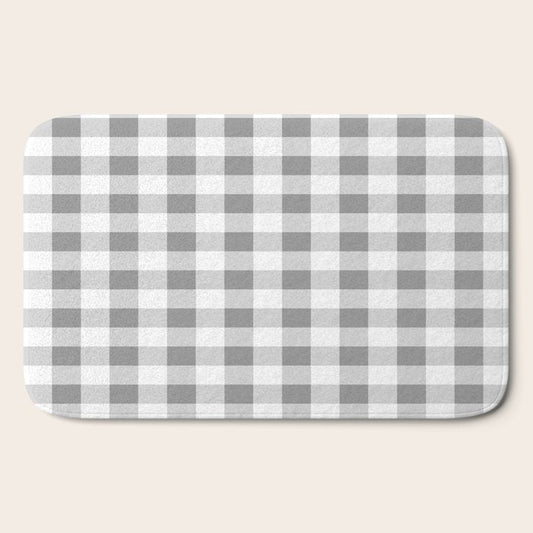 Gingham Large Gray White Bath Mat Gallery Image 2