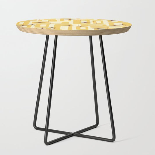 Retro Mid Century Modern Abstract Pattern 577 Yellow Brown Side Table Gallery Image 2