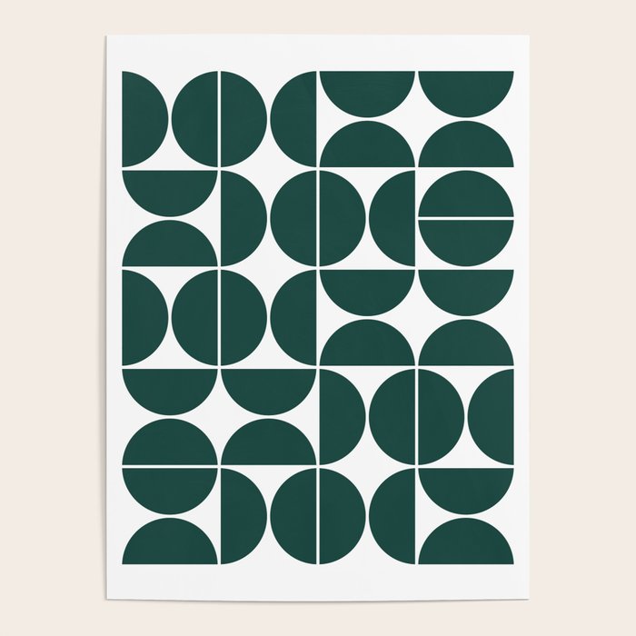 Mid Century Modern Geometric 04 Dark Green Poster Gallery Image 3