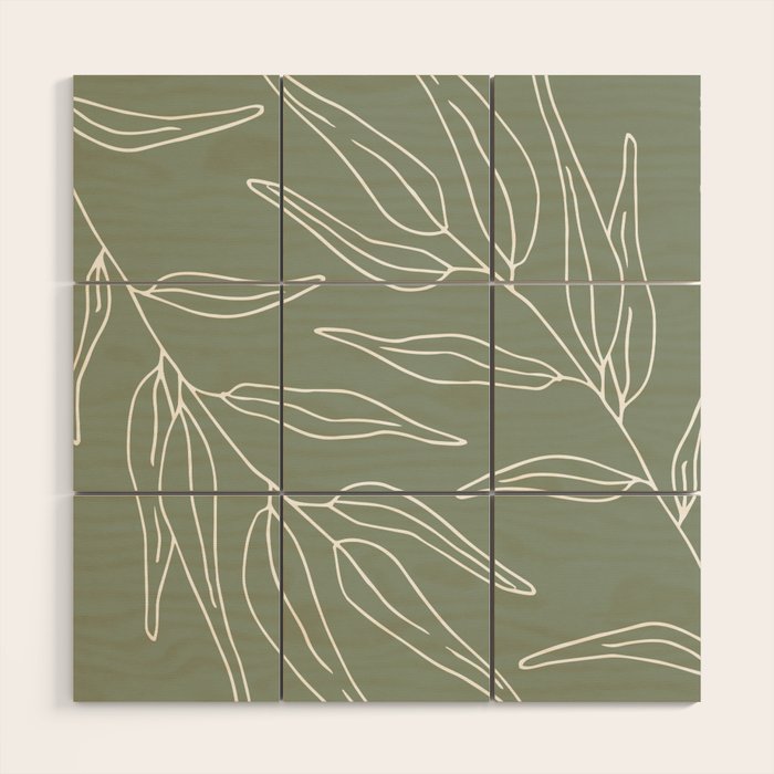 Minimalist, Leaves, Green, Boho Wall Art Wood Wall Art Gallery Image 3
