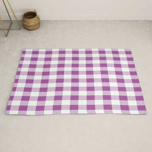 Gingham Large Lavender Amethyst White Rug Gallery Image 2