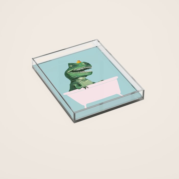 Playful T-Rex in Bathtub in Green Acrylic Tray Gallery Image 2