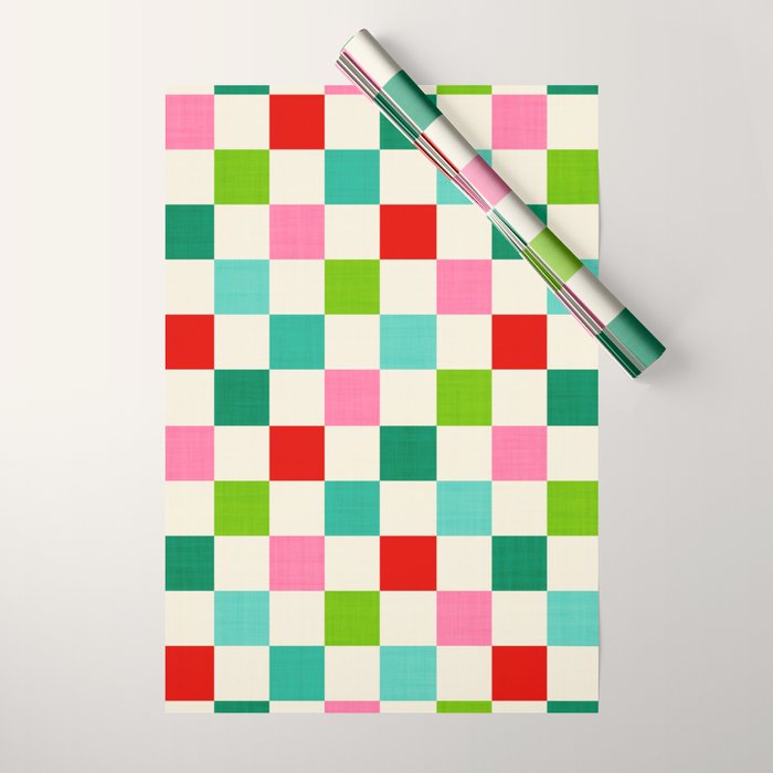 Retro Holiday chequered board pattern - candy Wrapping Paper Gallery Image 1