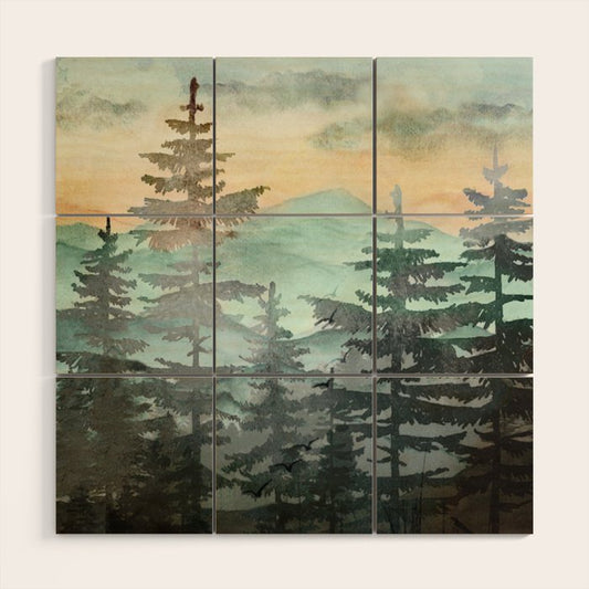 Pine Trees Wood Wall Art Gallery Image 2