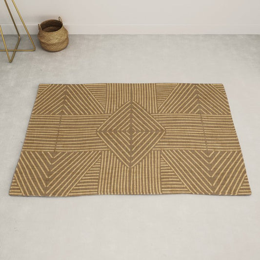 Golden ochre lines - textured abstract geometric Rug Gallery Image 2