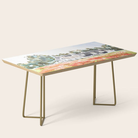 orange poppy field watercolour Coffee Table Gallery Image 2