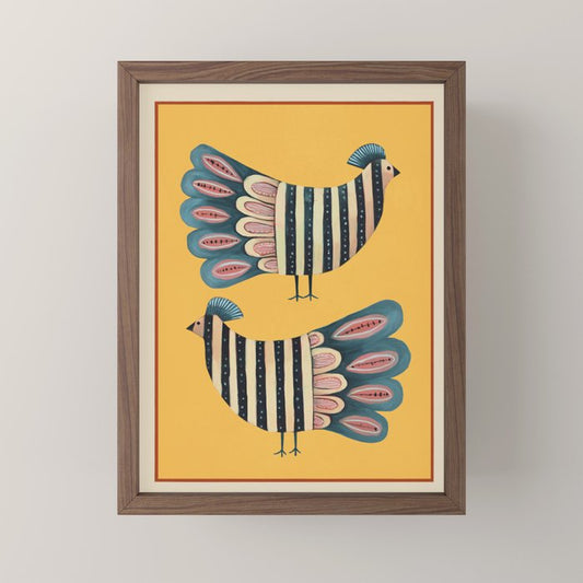 Striped Bird Pair II Mini Art Print Gallery Image 2