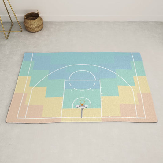 Pastel Colors Basketball Court | Shoot Hoops Streetball Rug Gallery Image 2