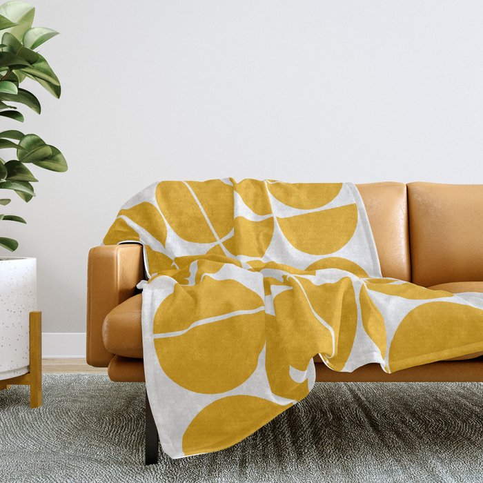 Mid Century Modern Geometric 04 Yellow Throw Blanket Gallery Image 2