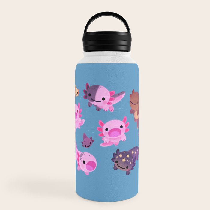 Happy axolotl - blue Water Bottle Gallery Image 6